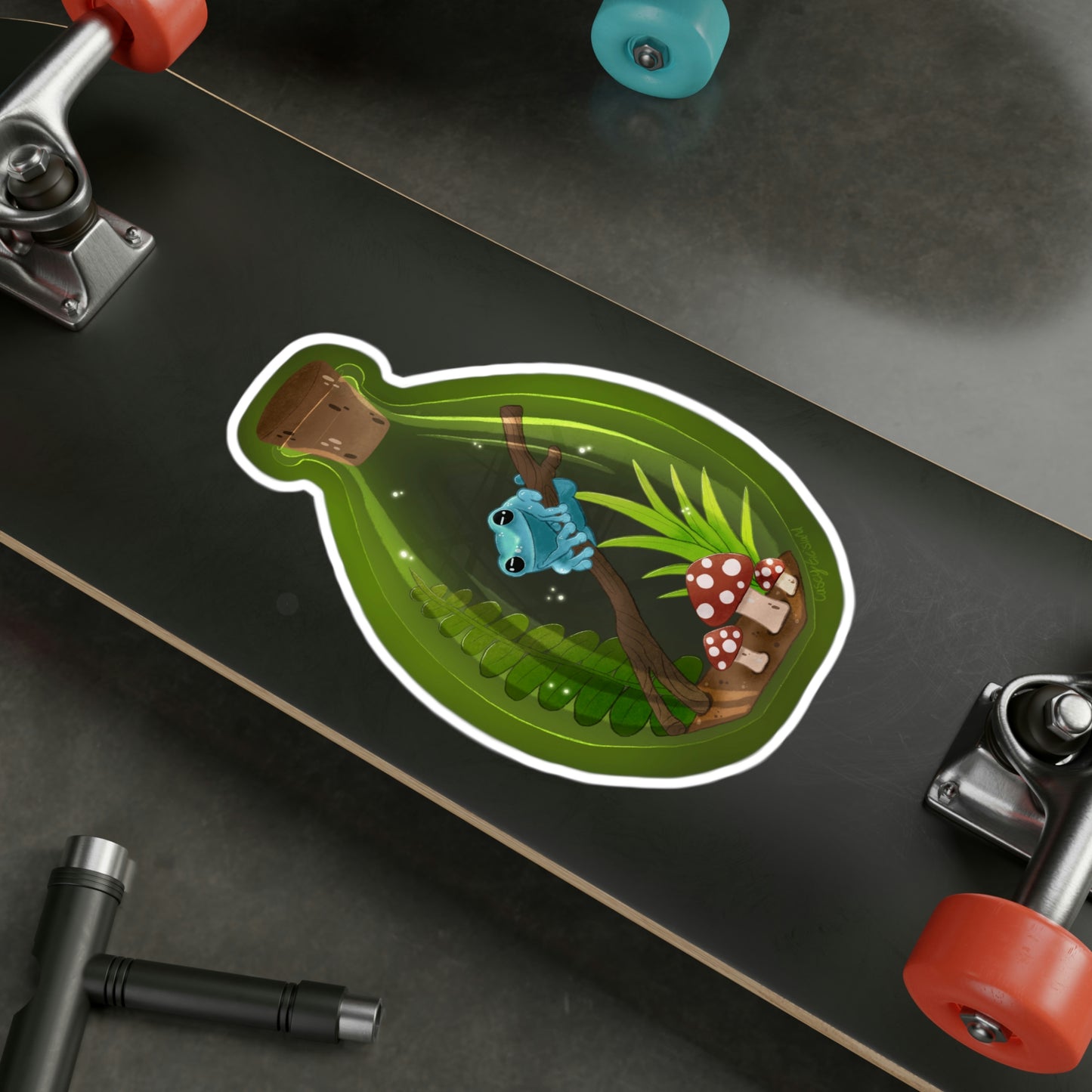 Frog in Jar Kiss-Cut Vinyl Decals