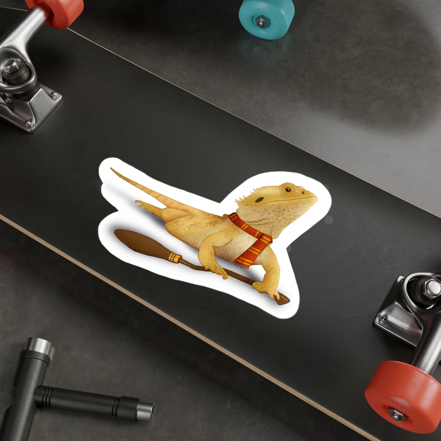 Bearded Dragon in Red Scarf Kiss-Cut Vinyl Decals