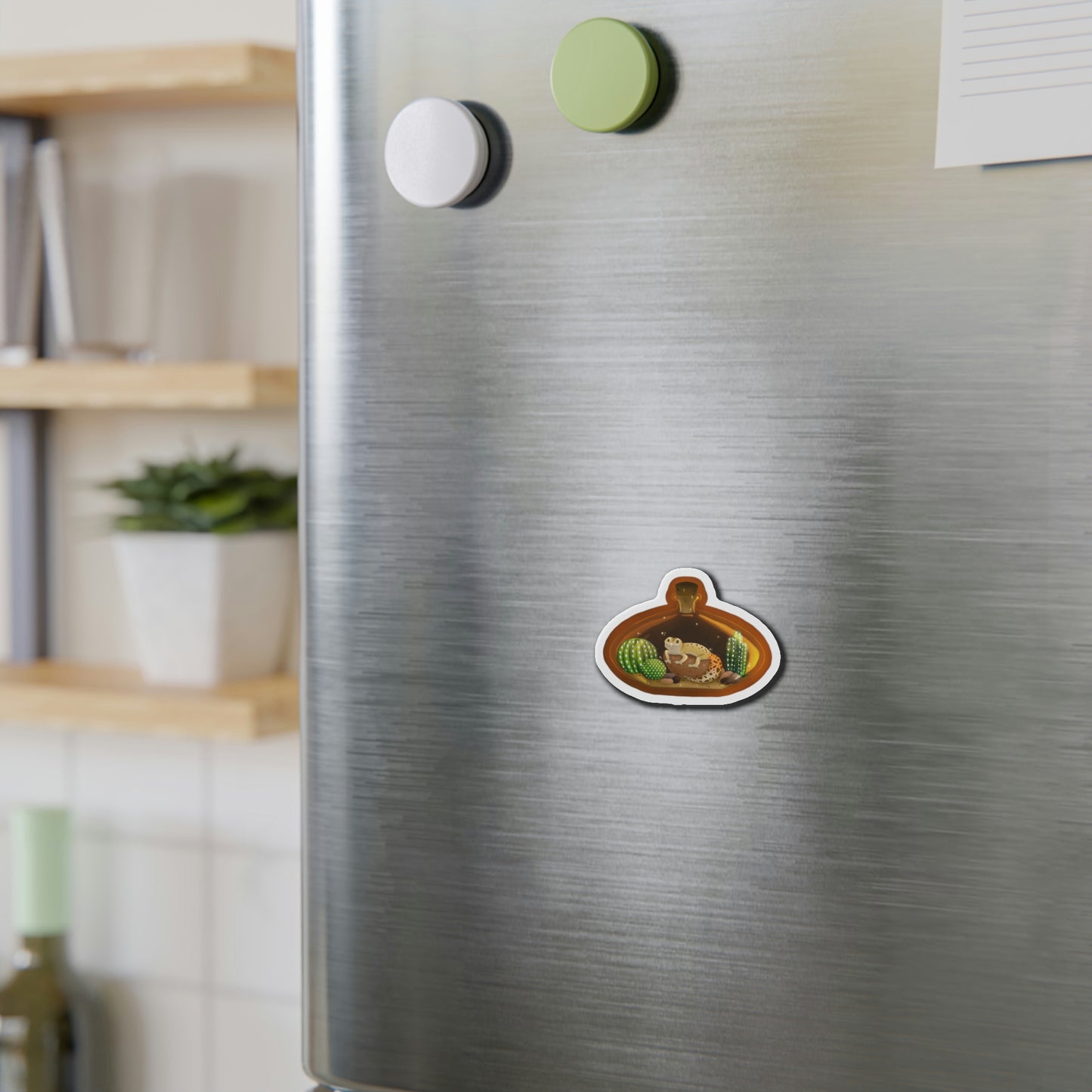 Leopard Gecko in Jar Die-Cut Magnets