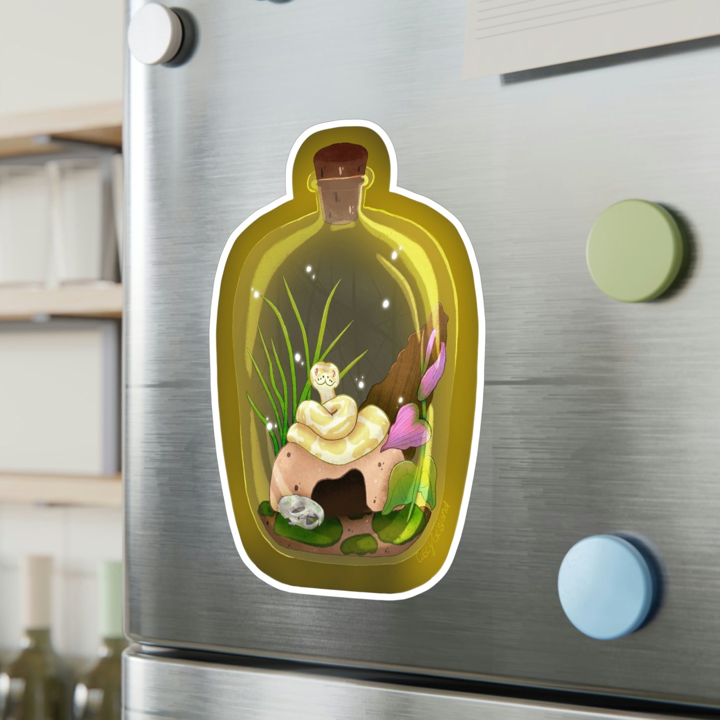 Ball Python in Jar Kiss-Cut Vinyl Decal