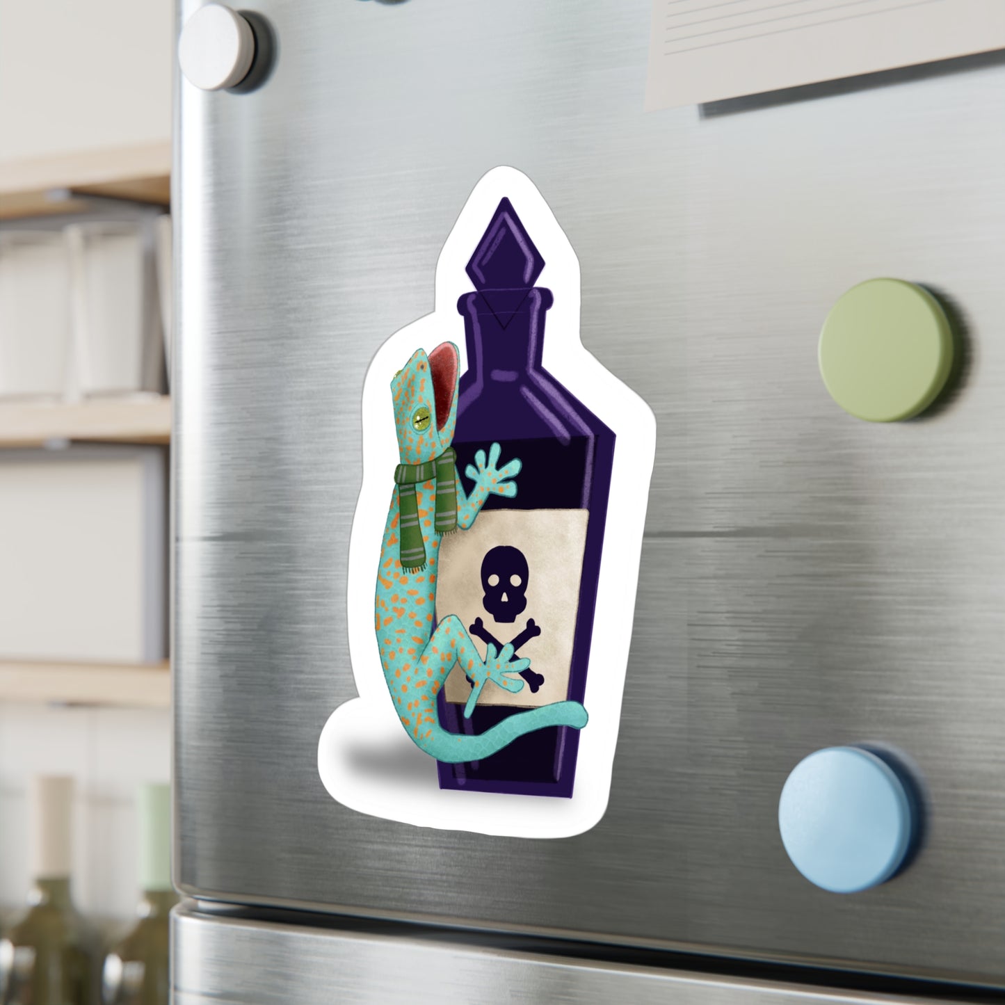 Tokay Gecko in Green Scarf Kiss-Cut Vinyl Decals