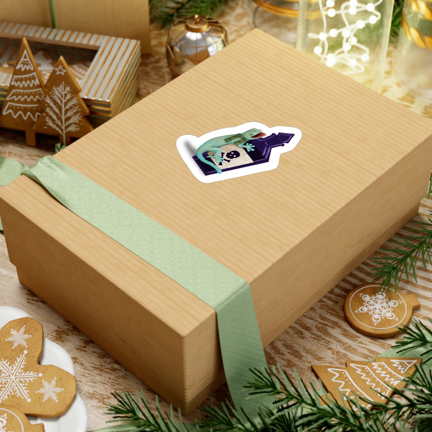Tokay Gecko in Green Scarf Kiss-Cut Vinyl Decals