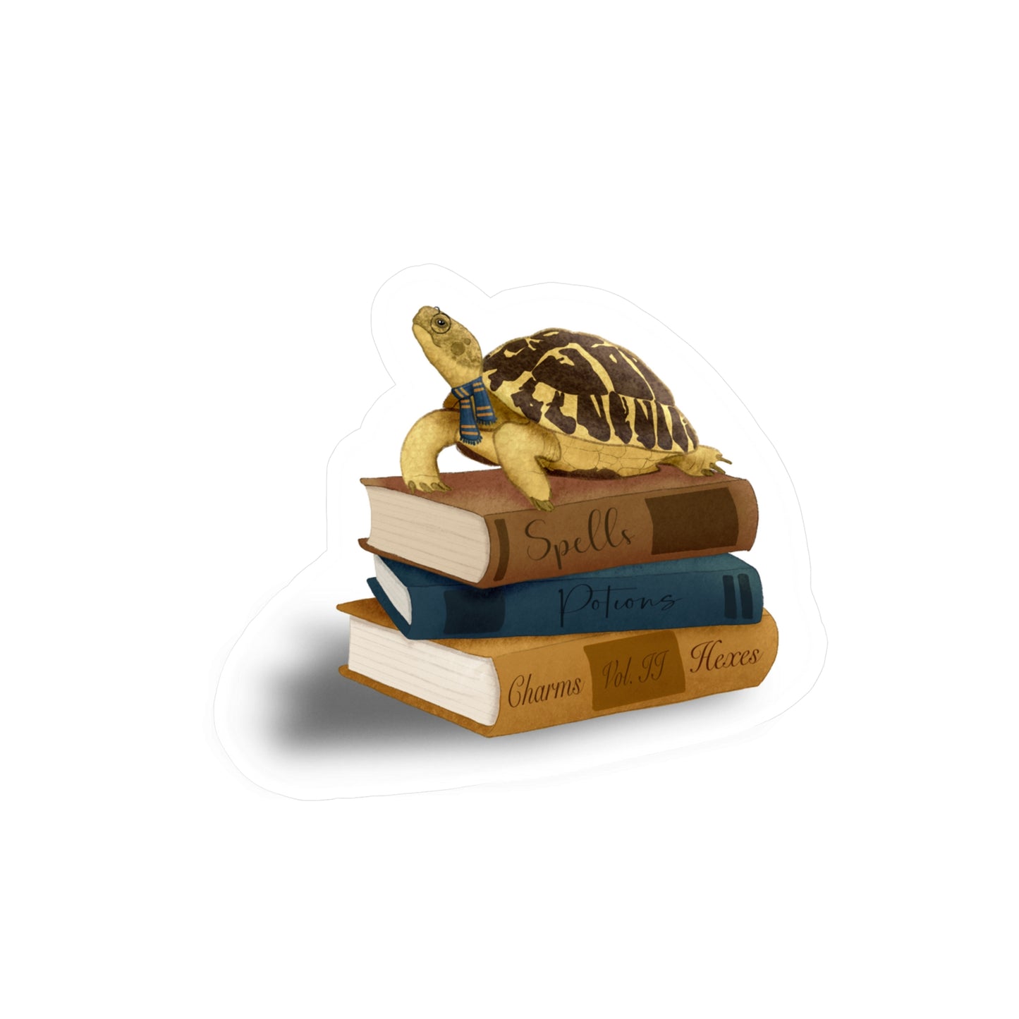 Tortoise in Blue Scarf Kiss-Cut Vinyl Decals
