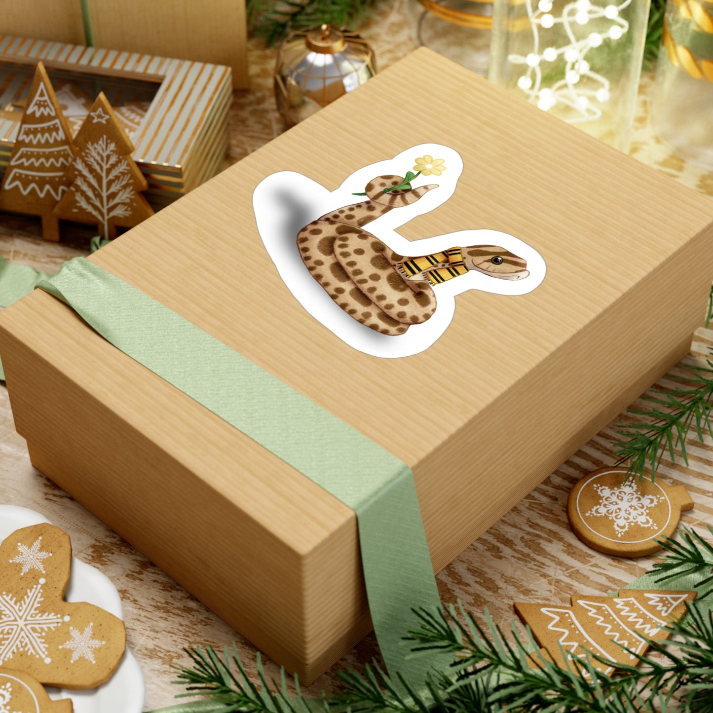 Hognose Snake in Yellow Scarf Kiss-Cut Vinyl Decals