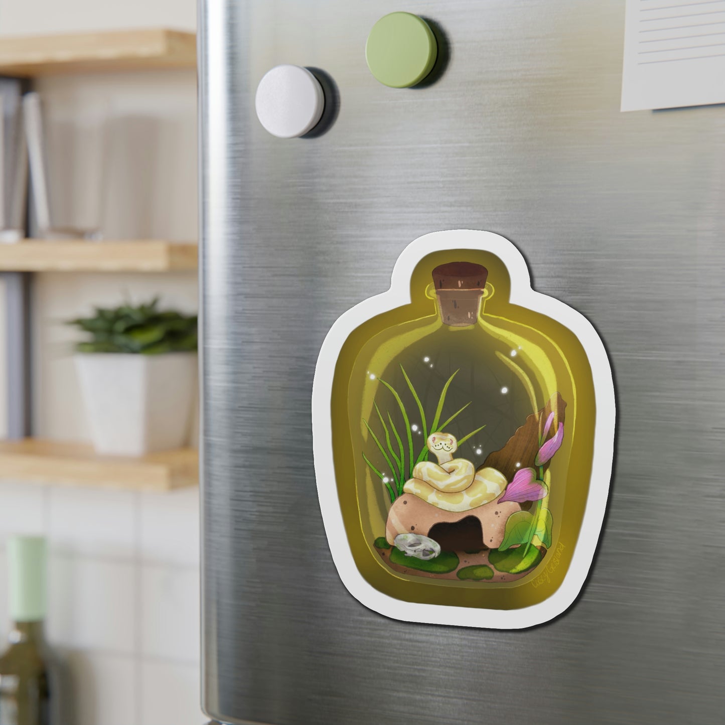 Ball Python in Jar Die-Cut Magnets