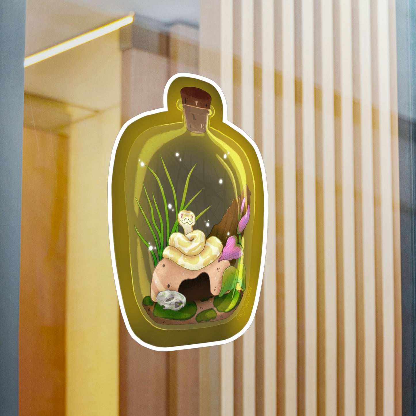 Ball Python in Jar Kiss-Cut Vinyl Decal