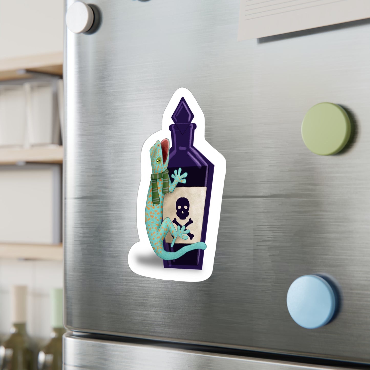 Tokay Gecko in Green Scarf Kiss-Cut Vinyl Decals