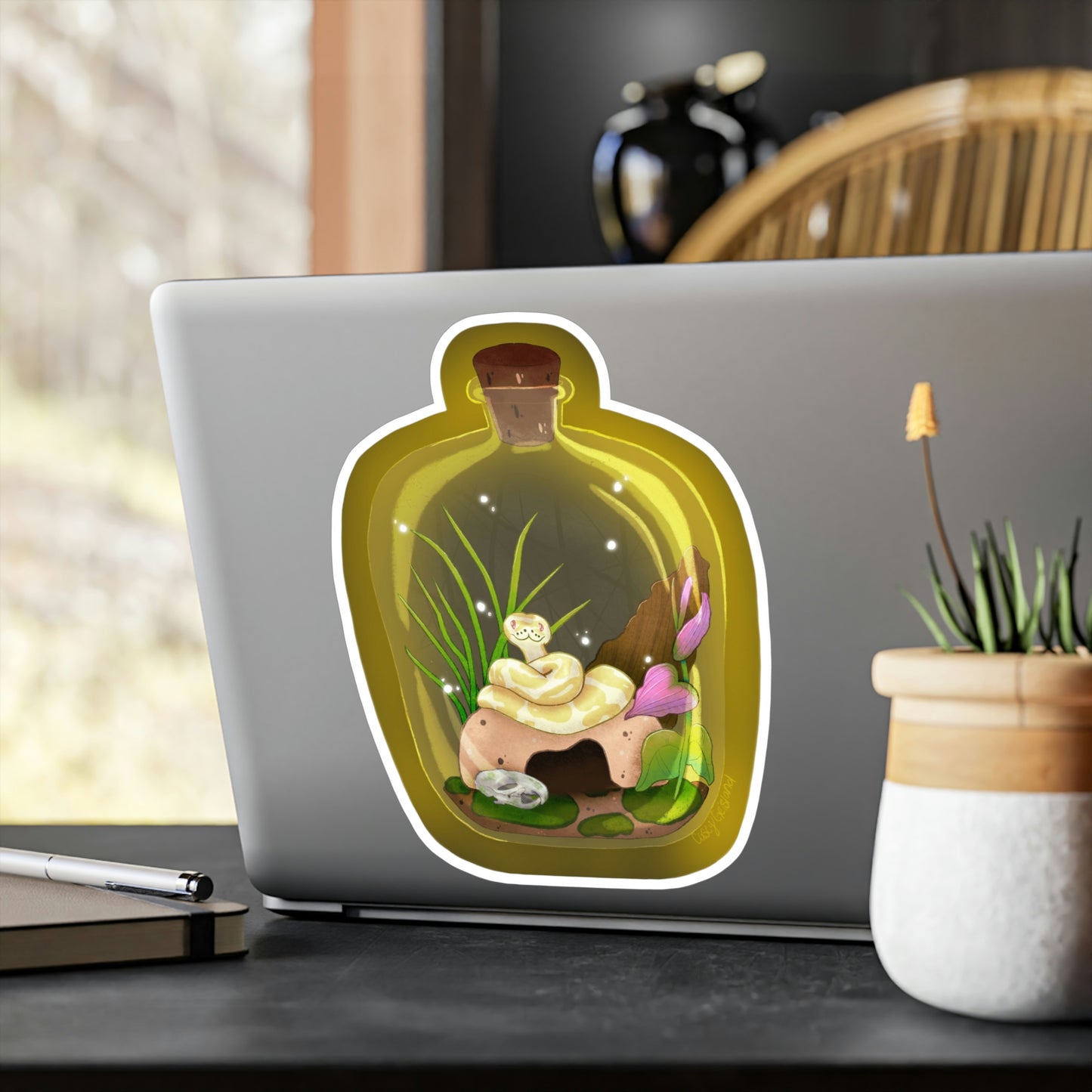 Ball Python in Jar Kiss-Cut Vinyl Decal