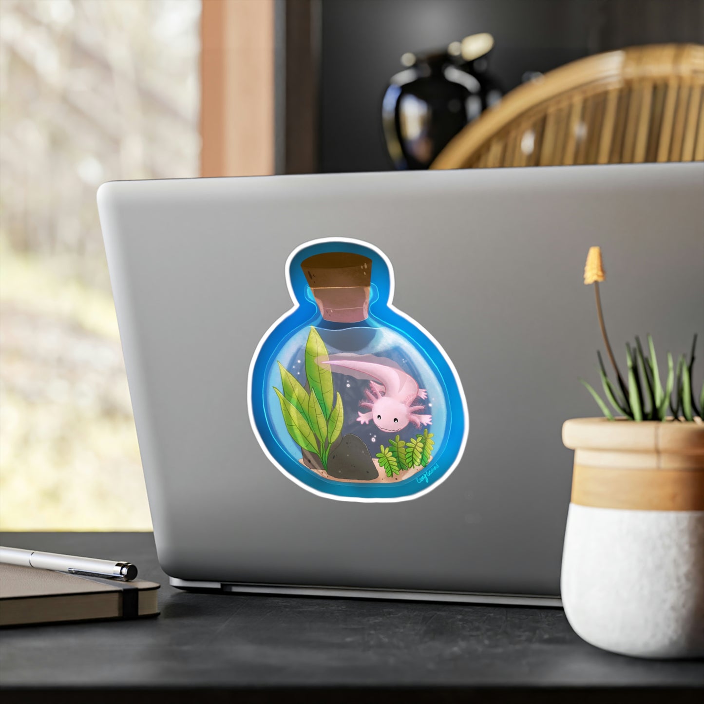 Axolotl in Jar Kiss-Cut Vinyl Decals
