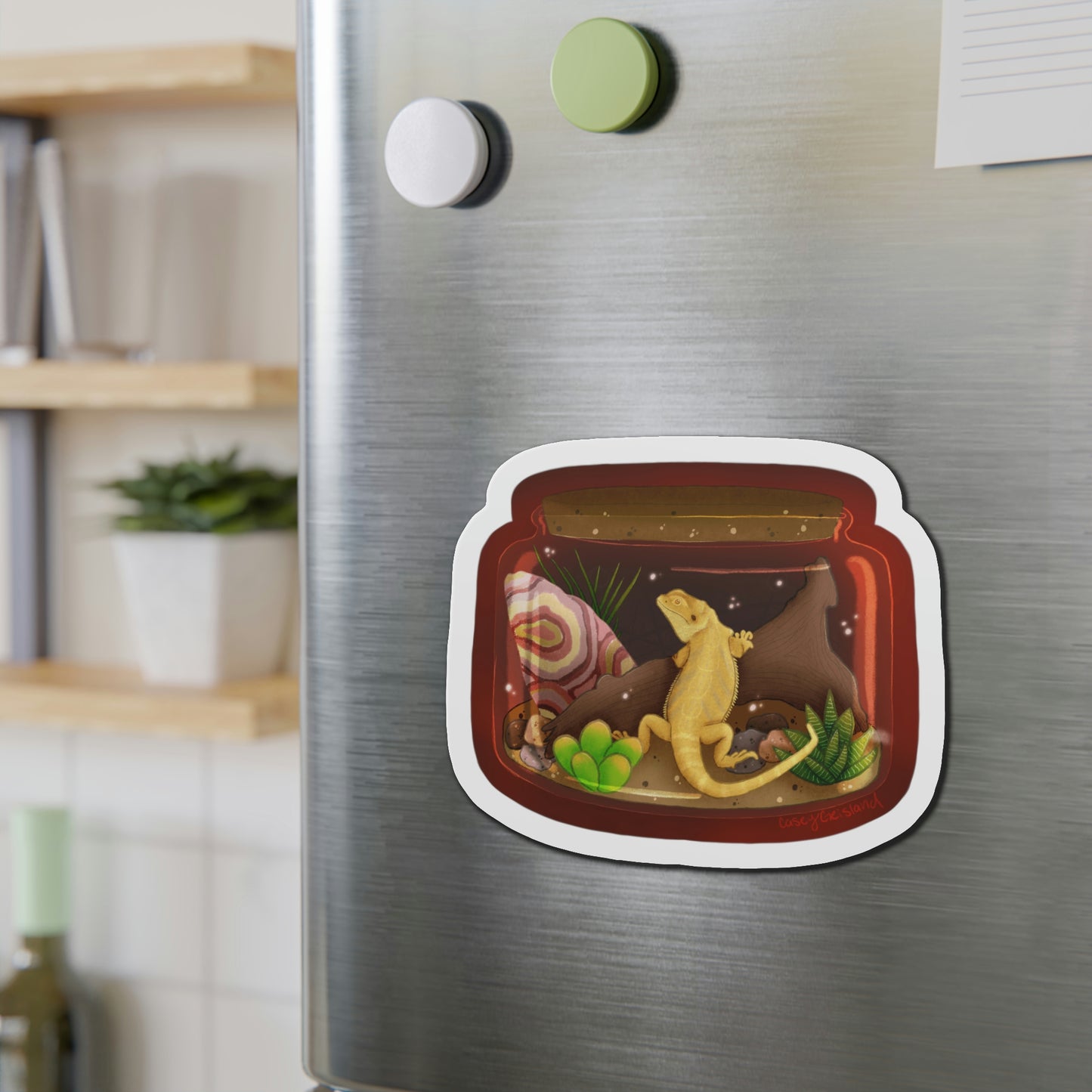 Bearded Dragon in Jar Die-Cut Magnets